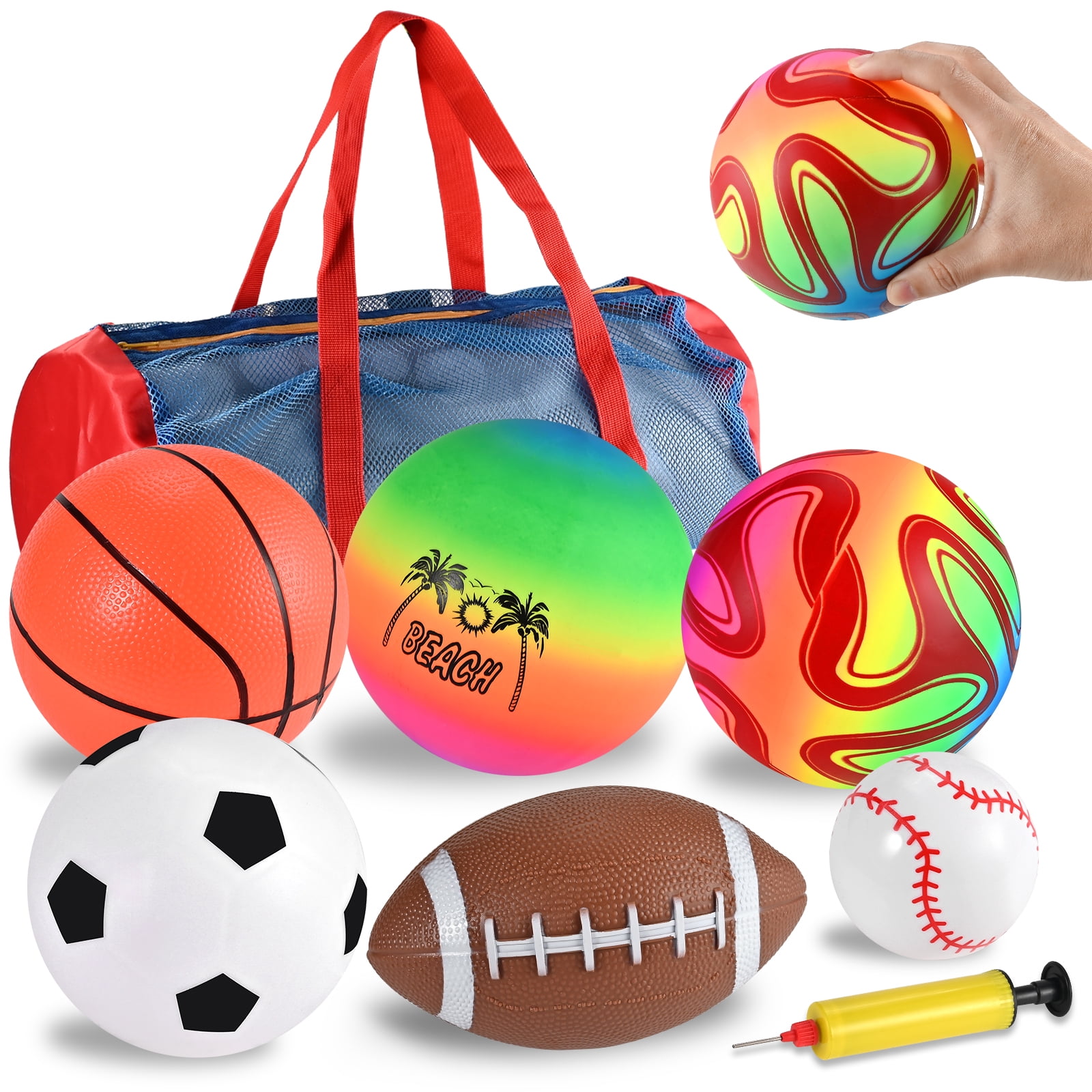 Faburo Toys Balls for Toddlers 1-3 , Toddler Outdoor Sports Toys,Football Basketball Rugby Baseball Volleyball Soccer 1 2 3 4 5 Gift