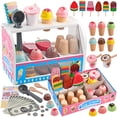 thumbnail image 1 of Faburo Wooderma Ice Cream Toy, Wooden Ice Cream Play Set, Ice Cream Set for Kids, Wooden Play Food Play Food, Pretend Play Toys, Gift for Girls Boys 3 4 5 6 Year Old, 1 of 8