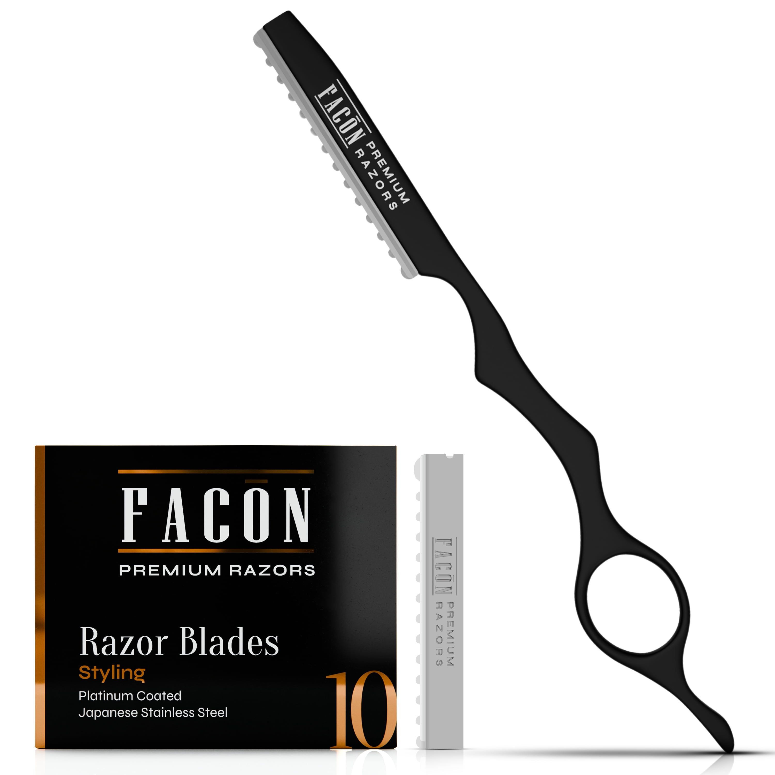 Facón Professional Hair Styling Thinning Texturizing Cutting Feather Razor + 10 Replacement Blades