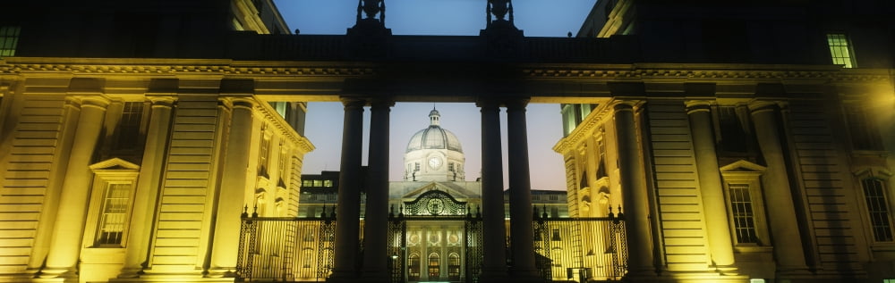 Facade Of A Government Building Lit Up At Night Leinster House Dublin Republic Of Ireland Canvas Art - The Irish Image Collection Design Pics (35 x 11)