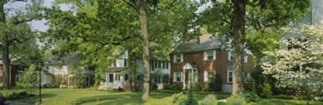Facade Of Houses Broadmoor Ave Baltimore City Maryland USA Canvas Art - Panoramic Images (18 x 6)