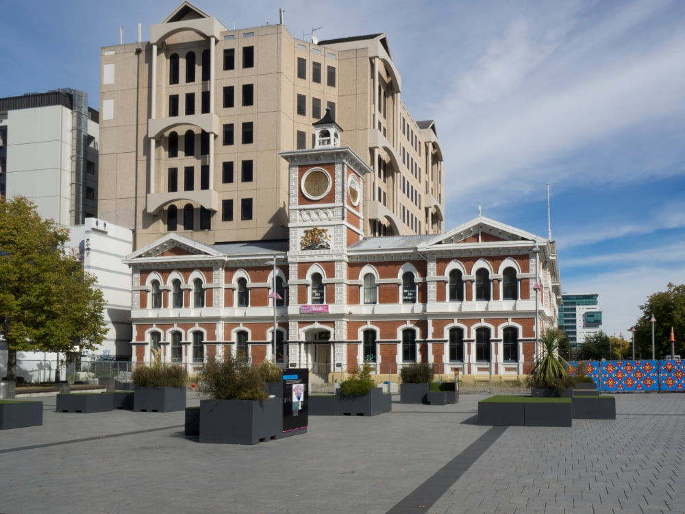 Facade of Colonial administration building Christchurch South Island New Zealand Canvas Art - Panoramic Images (18 x 24)