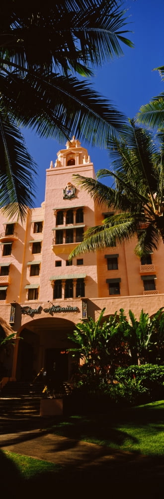 Facade of Royal Hawaiian Hotel Honolulu Oahu Hawaii USA Canvas Art - Panoramic Images (36 x 12)
