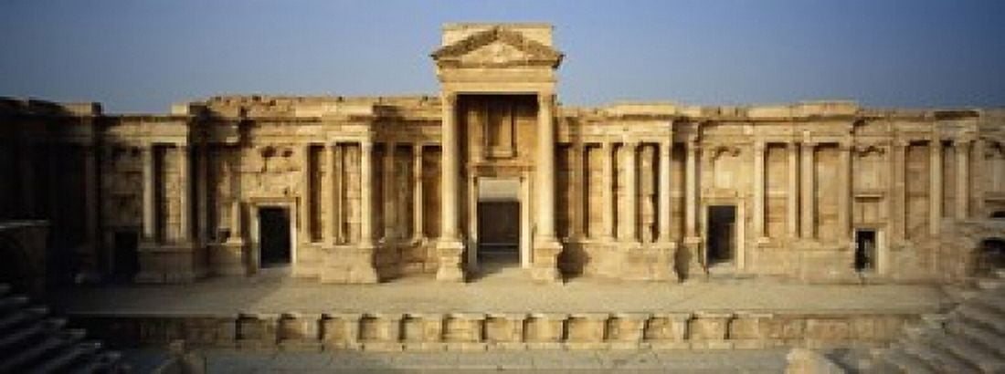 Facade of a building Palmyra Syria Canvas Art - Panoramic Images (15 x 6)