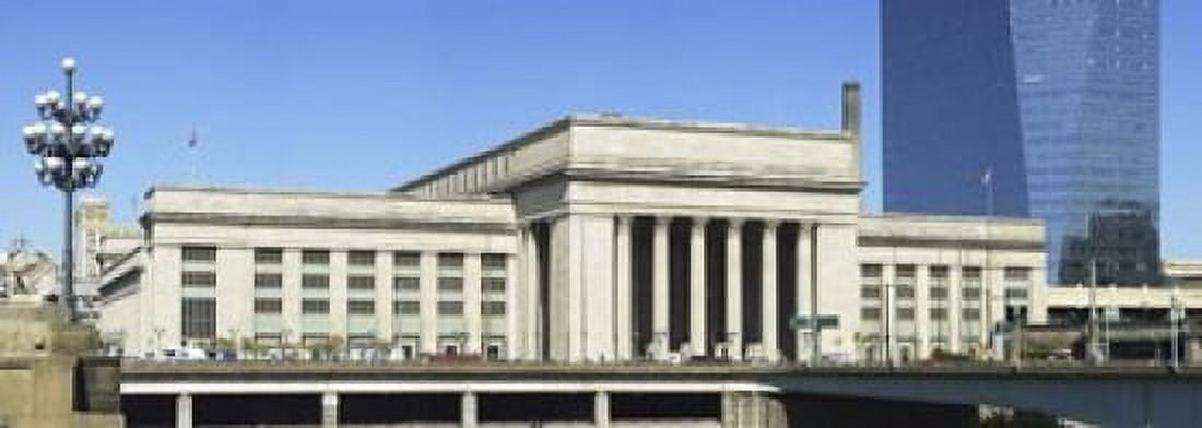 Facade of a building at a railroad station 30th Street Station Schuylkill River Philadelphia Pennsylvania USA Canvas Art - Panoramic Images (18 x 7)