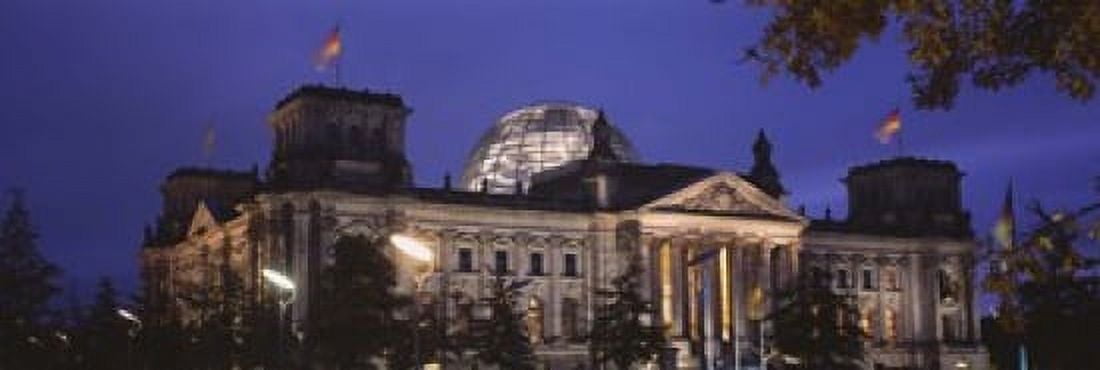Facade of a building at dusk The Reichstag Berlin Germany Canvas Art - Panoramic Images (18 x 6)