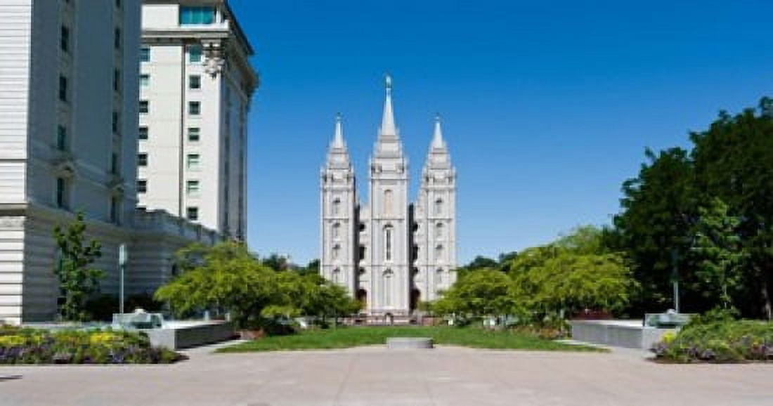 Facade of a church Mormon Temple Temple Square Salt Lake City Utah USA Canvas Art - Panoramic Images (36 x 19)