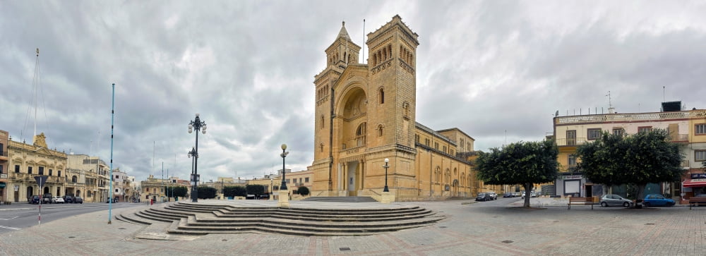 Facade of a church in a town Birzebbuga Parish Church Birzebbuga Malta Canvas Art - Panoramic Images (7 x 18)