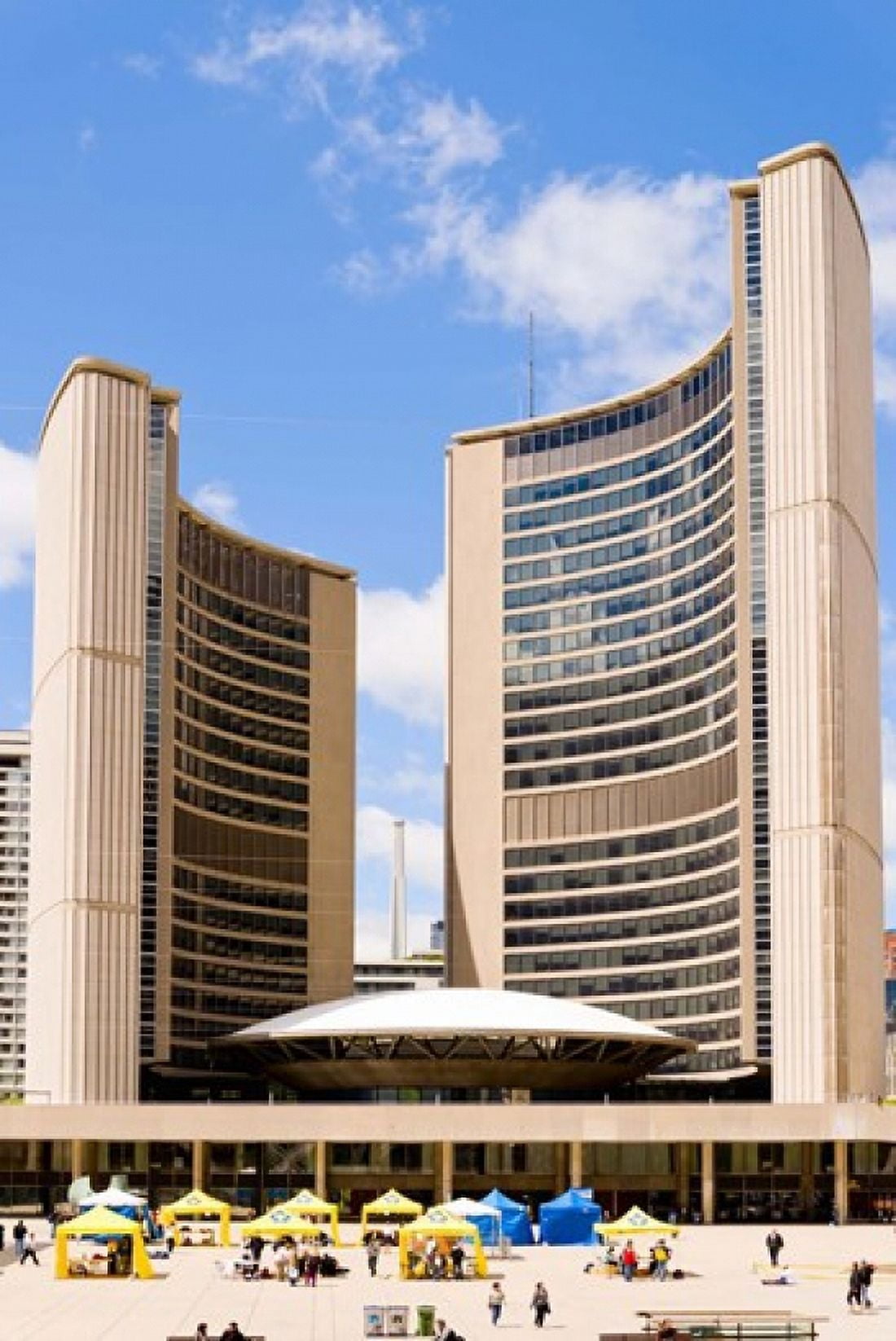 Facade of a government building Toronto City Hall Nathan Phillips Square Toronto Ontario Canada Canvas Art - Panoramic Images (24 x 36)