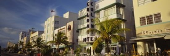 Facade of a hotel Art Deco Hotel Ocean Drive Miami Beach Florida USA Canvas Art - Panoramic Images (36 x 12)