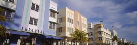 Facade of a hotel Art Deco Hotel Ocean Drive Miami Beach Florida USA Canvas Art - Panoramic Images (36 x 12)