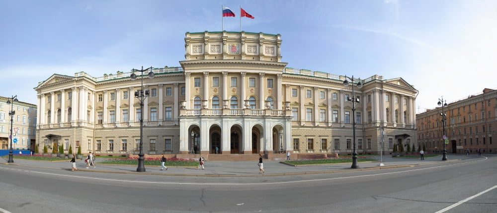 Facade of a palace Mariinsky Palace St Petersburg Russia Canvas Art - Panoramic Images (27 x 9)