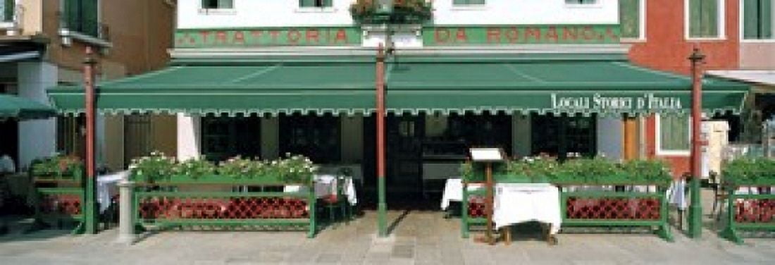 Facade of a restaurant Burano Venice Veneto Italy Canvas Art - Panoramic Images (18 x 7)