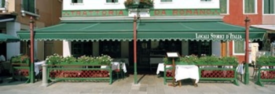 Facade of a restaurant Burano Venice Veneto Italy Canvas Art - Panoramic Images (36 x 13)