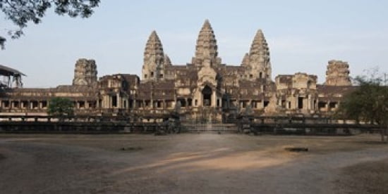 Facade of a temple Angkor Wat Angkor Siem Reap Cambodia Canvas Art - Panoramic Images (24 x 12)