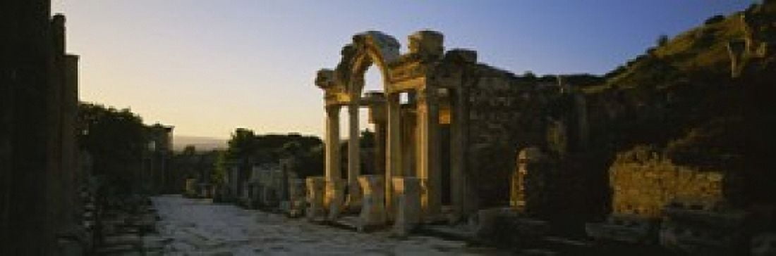 Facade of a temple Hadrian Temple Ephesus Turkey Canvas Art - Panoramic Images (18 x 6)