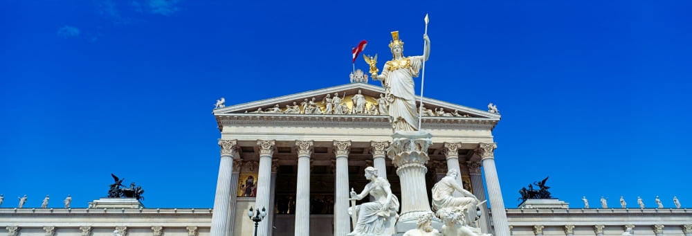 Facade of the Austrian Parliament Building Vienna Austria Canvas Art - Panoramic Images (7 x 18)