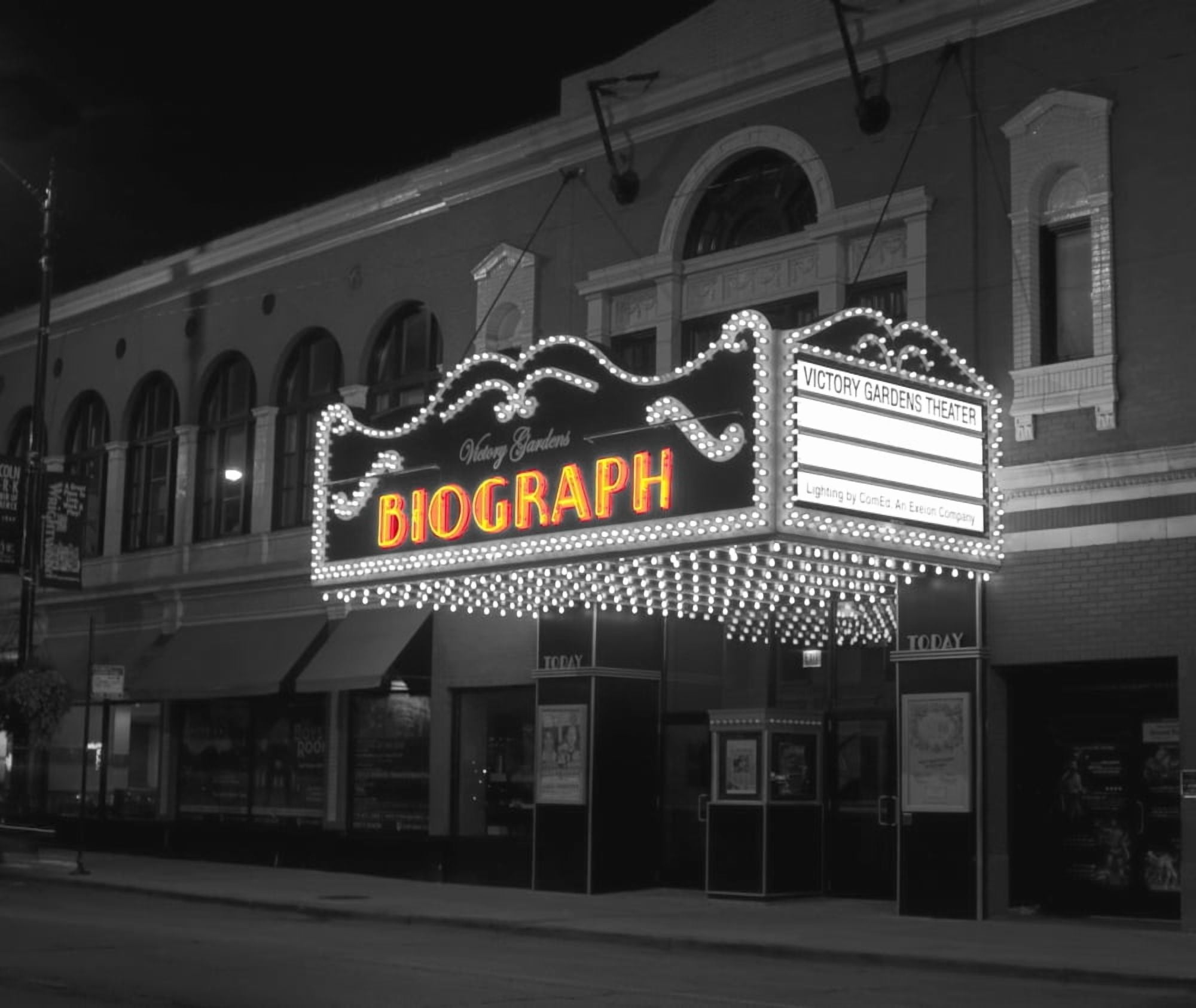 Facade of the Biograph Theater Lincoln Avenue Chicago Illinois USA Canvas Art - Panoramic Images (32 x 36)