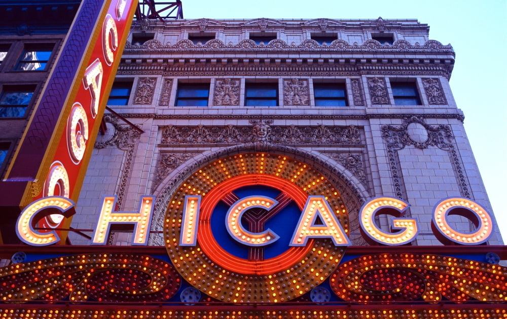 Facade of the Chicago Theatre State Street Chicago Illinois USA Canvas Art - Panoramic Images (12 x 20)