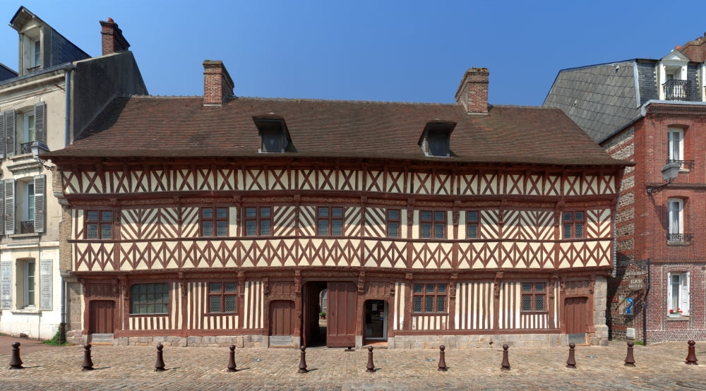 Facade of the La Maison Henri IV Saint-Valery-en-Caux Seine-Maritime Haute-Normandy France Canvas Art - Panoramic Images (36 x 12)