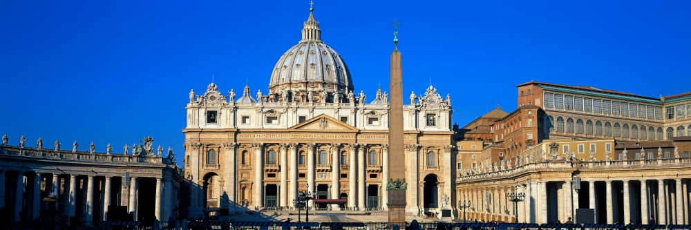Facade of the St Peters Basilica Rome Rome Province Italy Canvas Art - Panoramic Images (12 x 36)