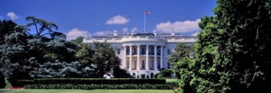 Facade of the government building White House Washington DC USA Canvas Art - Panoramic Images (36 x 13)
