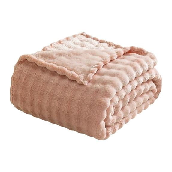 Facai Bubble Blanket - Ultra Soft Faux Fur Throw for Bed, Couch, Travel Gifts for Women (Pink M)