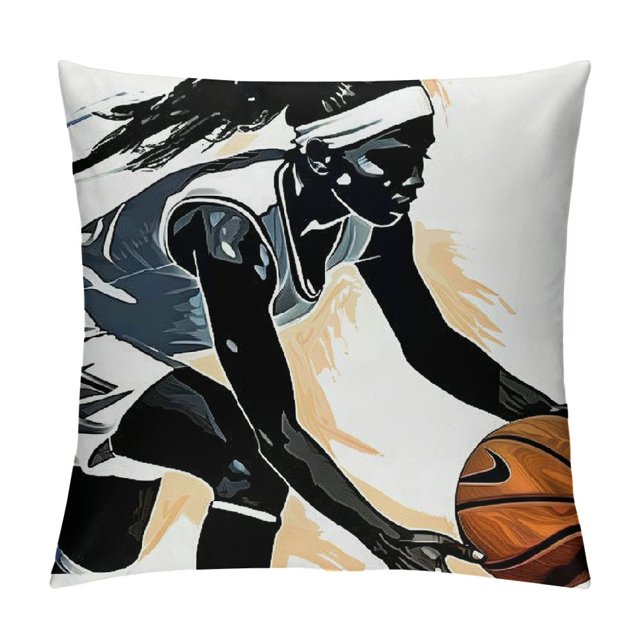 Facannap Basketball Plush Pillow Cover Zipper Closure Printed on Both