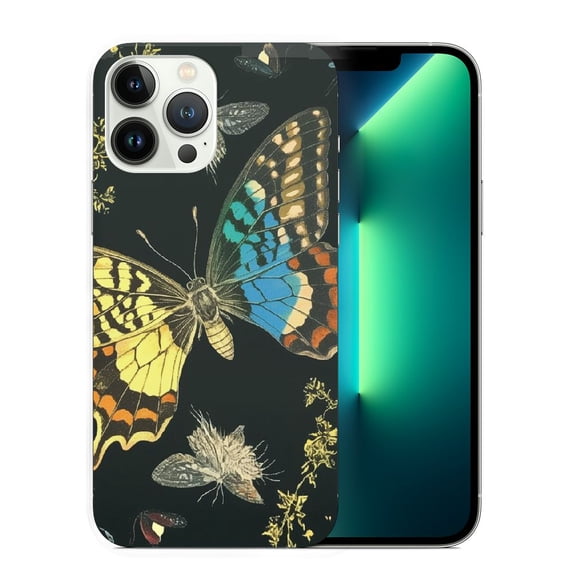 Facannap Butterfly Flowers iPhone15 / iPhone15 Pro Phone Case PC Plastic Material Compatible with iPhone iPhone15 Pro Max