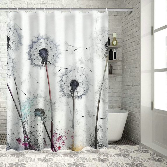 Facannap Dandelions Waterproof Shower Curtain Set Various Sizes 100% Polyester Fiber Bathroom Decoration with Hooks 36x72