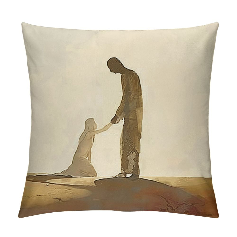 Facannap Desert Landscape Short Plush Pillowcase Square Design Heat