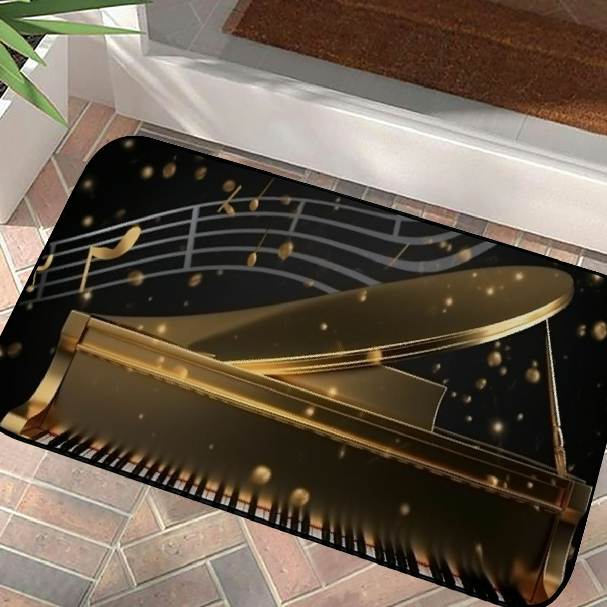 Facannap Piano Music Notes Stars Square Felt Floor Mat for Home ...