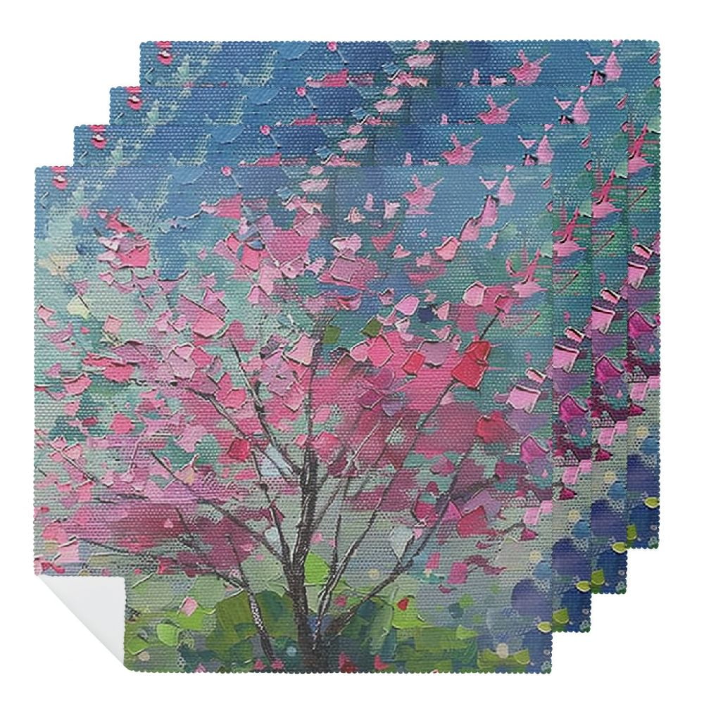 Facannap Pink Flowers Cloth Napkins for Hotel, Home, Banquet