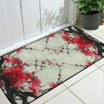 Facannap Red Flowers Square Floor Mat Indoor Outdoor Felt Wool Mat for