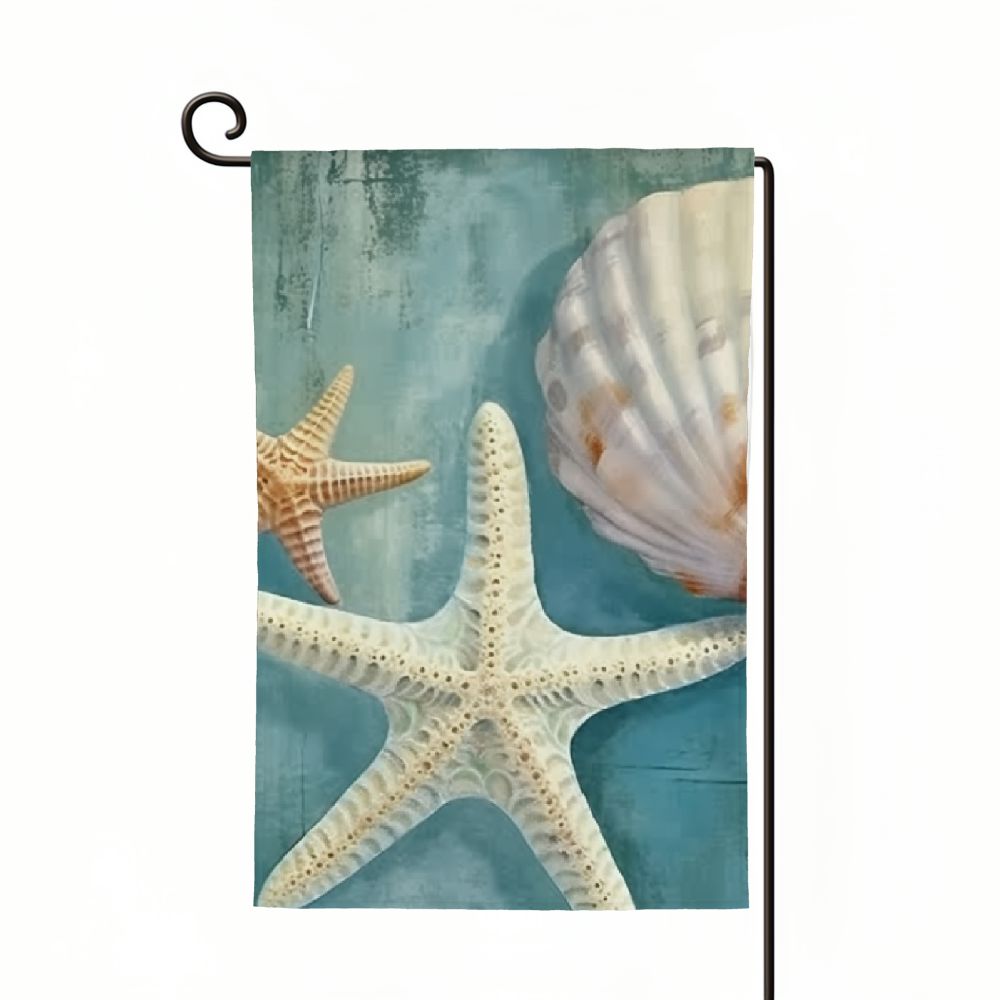 Facannap Starfish Sea Shell Blue Background Garden Flag 12x18in ...