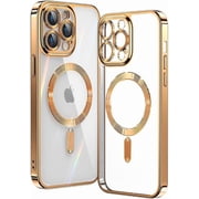 Facbiny for iPhone 14 Pro Max Case, Compatible with MagSafe, Full Camera Protection, Soft Magnetic Shockproof Phone Case Designed for Women, Bronze Gold