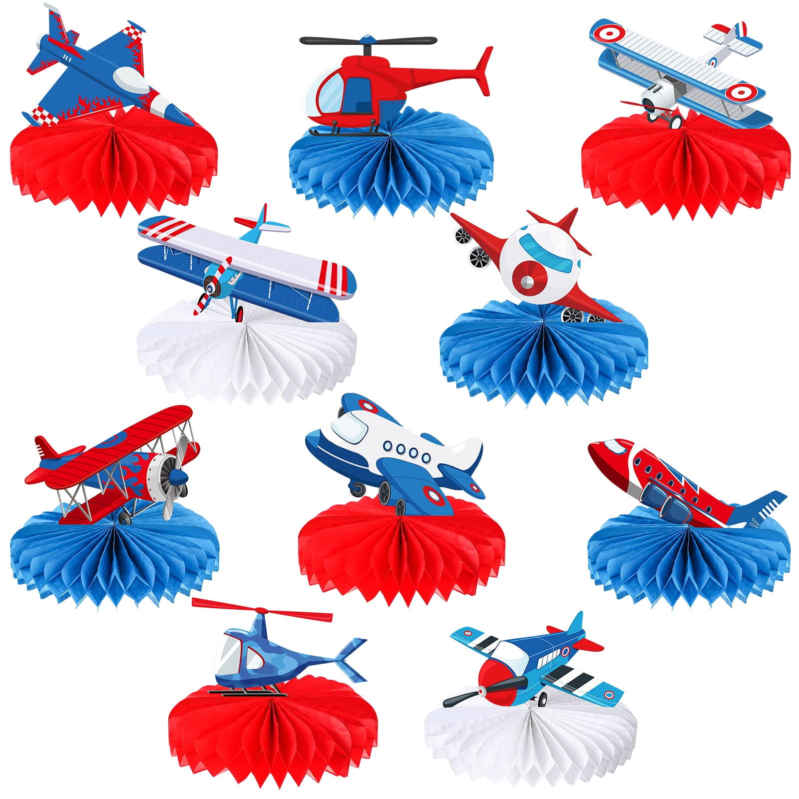 Faccito 10 Pcs Airplane Honeycomb Centerpieces Airplane Party 3D ...
