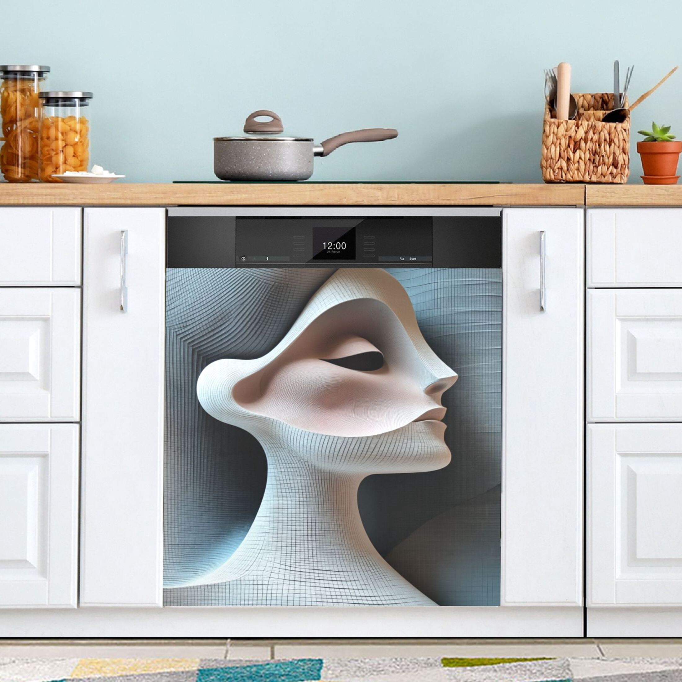 The Face Of Abstract Art Dishwasher Magnet Cover Reuseable Refrigerator ...