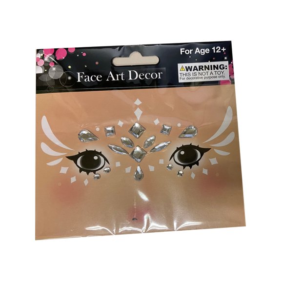Face Art Large Silver Gems And Face Stick Ons Costume Accessory
