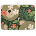 thumbnail image 1 of Face Bear and Flowers Leaves Dish Drying Mat Dish Drainer Rack Mats Water Absorbent Non-Slip Easy Clean Heat Resistant for Kitchen Counter, 1 of 8