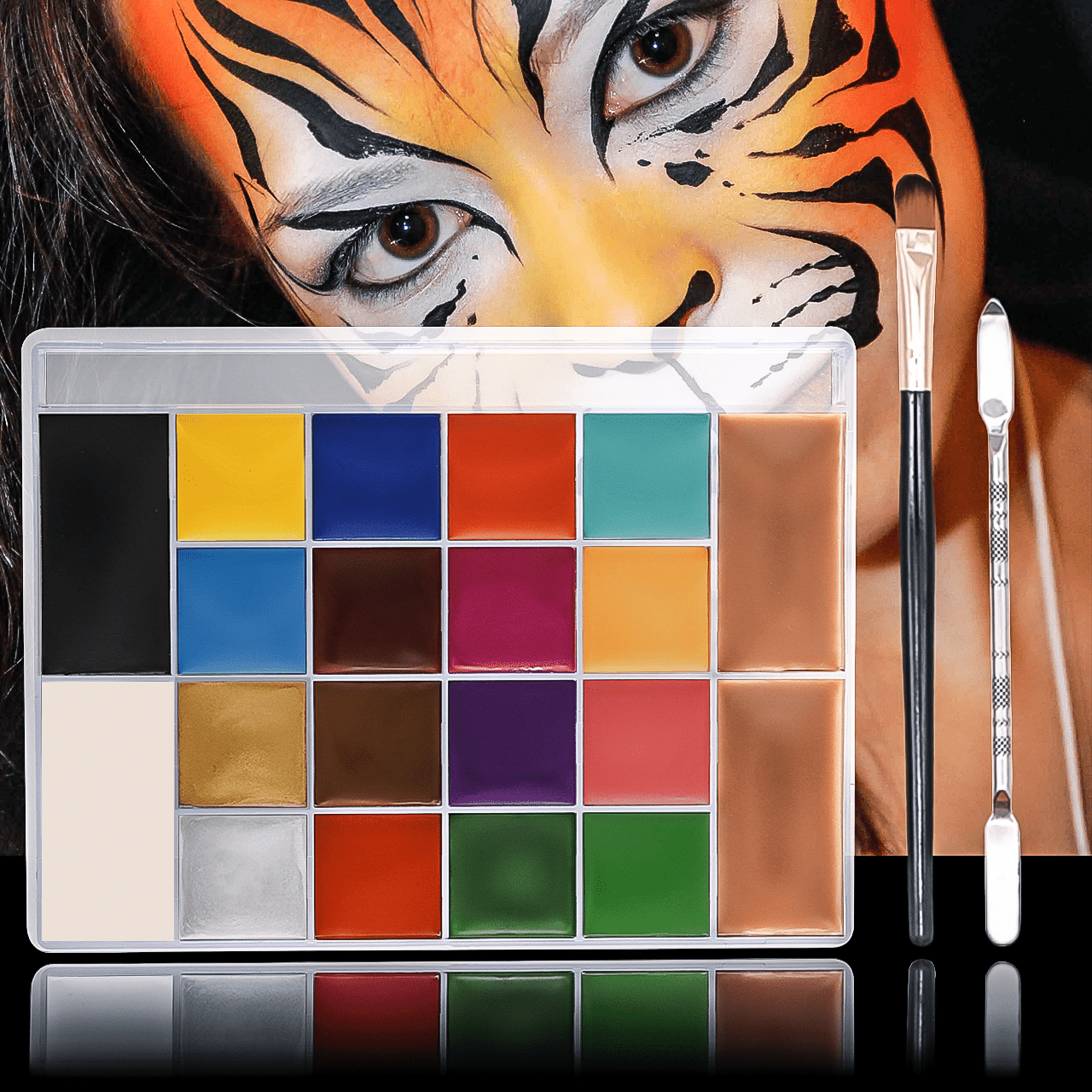  39 Colors Water Activated Face Painting Kit For Kids -  Professional Face Paint with Stencil - Non Toxic Facepaint Kit with Brushes  for Goth Makeup Emo Makeup : Arts, Crafts & Sewing