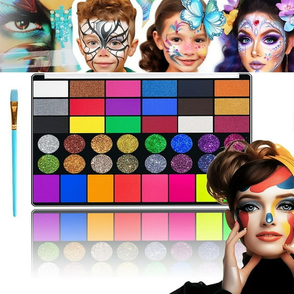 Face Body Painting Kit for Kids,Tutuviw 42 Colors Water Based Paints,Rainbow Split Cake Body Paint,Water Activated Face Paint,Facepaint Makeup Kit for Carnival Easter Birthdays Parties