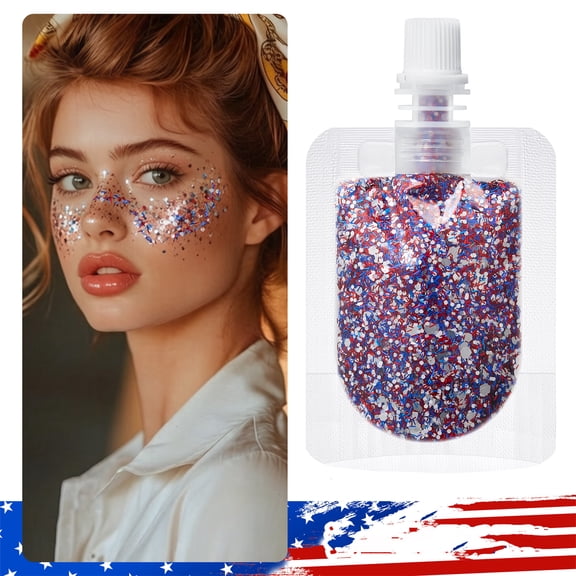Face Body Sequins Gel, Glitter Glue for Crafts, 4Th July Decorations, 4Th of July Party Decor, 20Ml Red White Blue Patriotic Sparkling Shimmer Gel, Long Lasting Glitter Paste, for