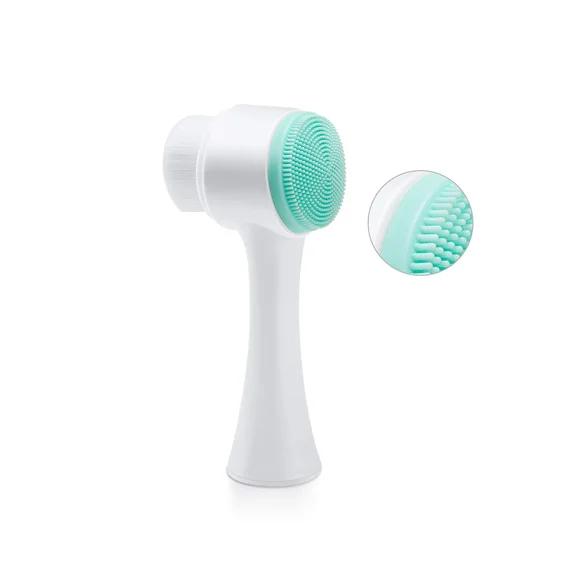 Face Brush, Facial Cleaning Brush Scrubber Silicone Manual Dual Face Wash Brush for Deep Pore Exfoliation Makeup Massaging Gseagtia