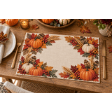 Face Card Place Mats, Layered Paper Cut Harvest, Set of 4, 12 x 18 in ...