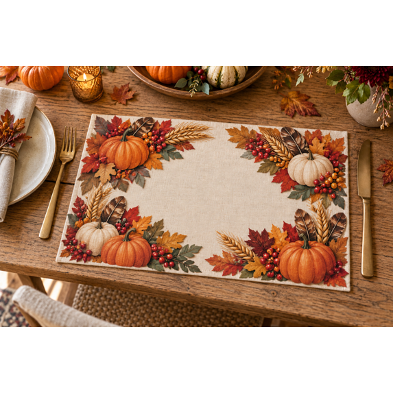 Face Card Place Mats, Layered Paper Cut Harvest, Set of 4, 12 x 18 in ...