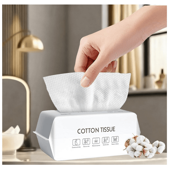 Face Care Cotton Disposable Face Towel, Pure Plant Fiber Cotton, Double Cleanse (1 Pack)