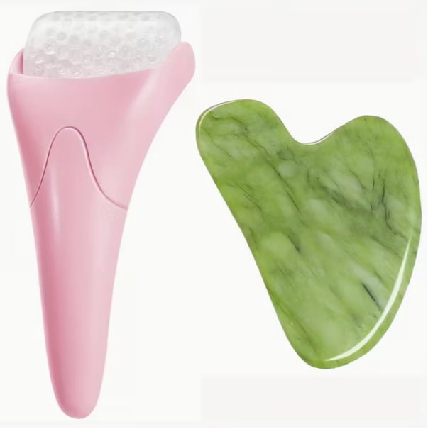 Face Care Tool Kit - Ice Roller & Gua Sha Tool Set, Heart Shape Gua Sha Board for Handheld Face Massage, Perfect Beauty Gift