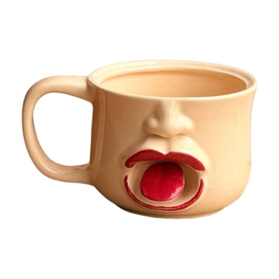 Face Ceramic Mug Funny Tongue Out Coffee Cup Novelty Gift for Home Office