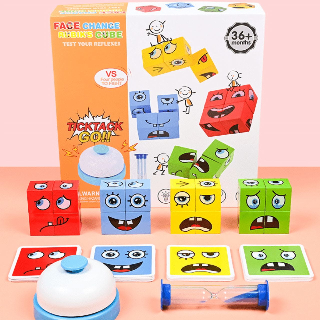 Face Change Building Blocks Board Game Wood Puzzle Montessori